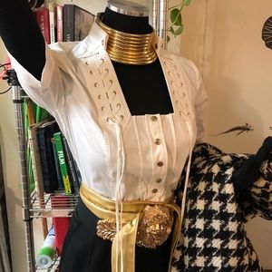 Ready 2 Wear-NWT Gucci Wht Gold Frnt Snap Shirt 42